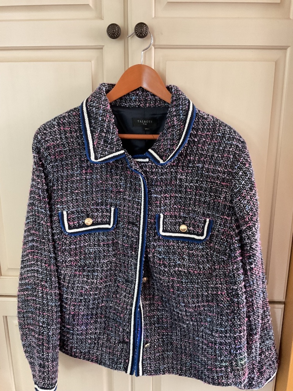 Talbots navy and multi blazer